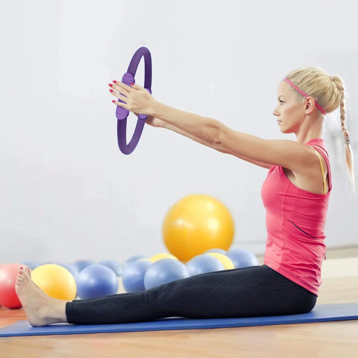 Powertrain Pilates Ring Band Yoga Home Workout Exercise Band - Purple - Image 8