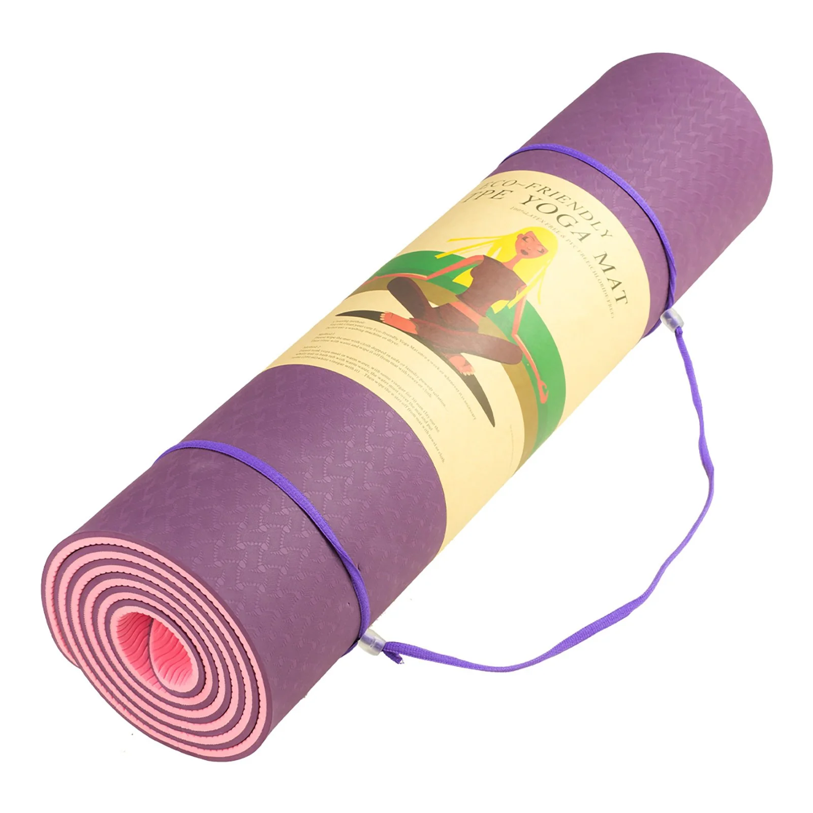 Powertrain TPE Yoga Exercise Mat Home Gym Pilates Fitness 8mm Thick in Dark Purple - Image 3