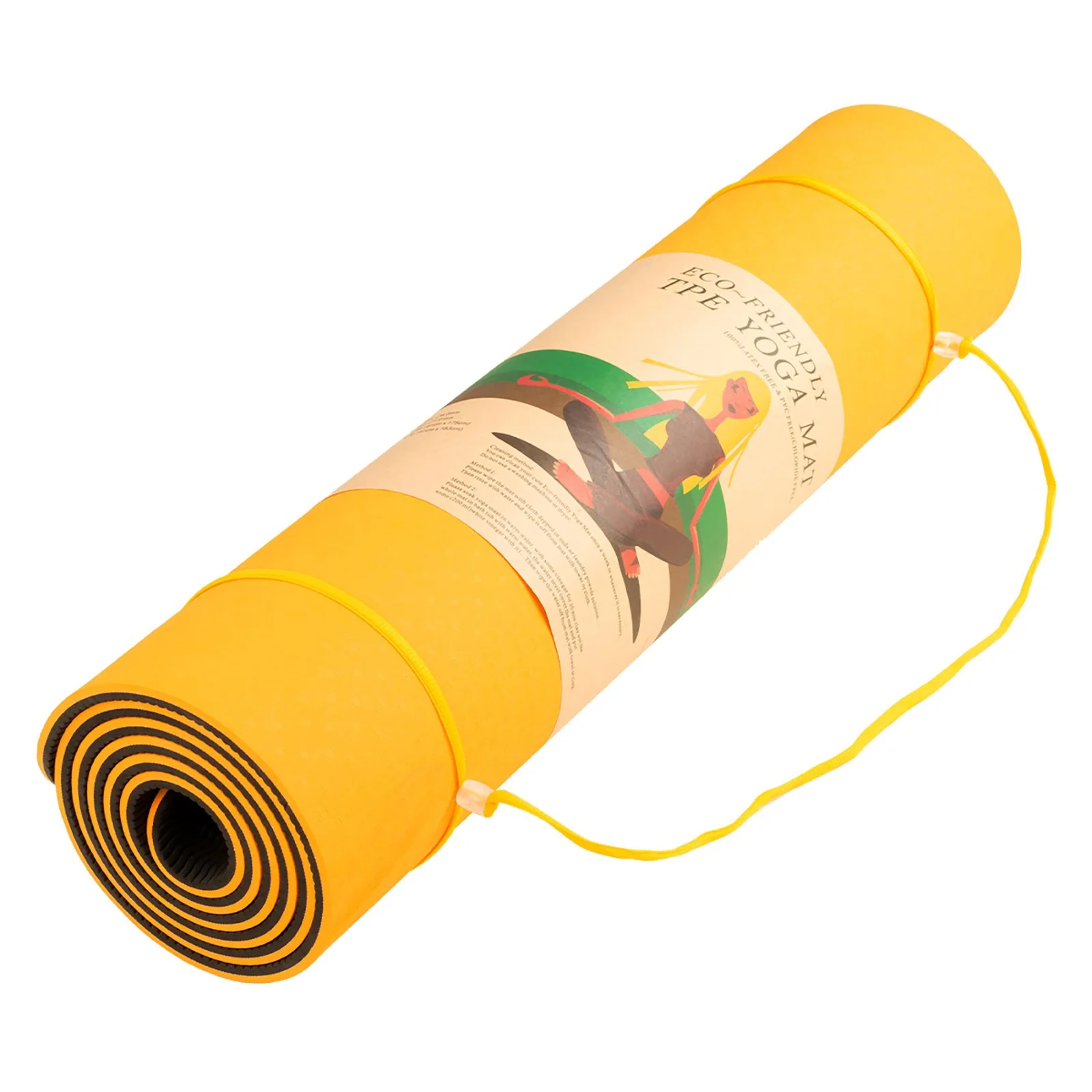 Powertrain TPE Yoga Exercise Mat Home Gym Pilates Fitness 8mm Thick in Orange - Image 4