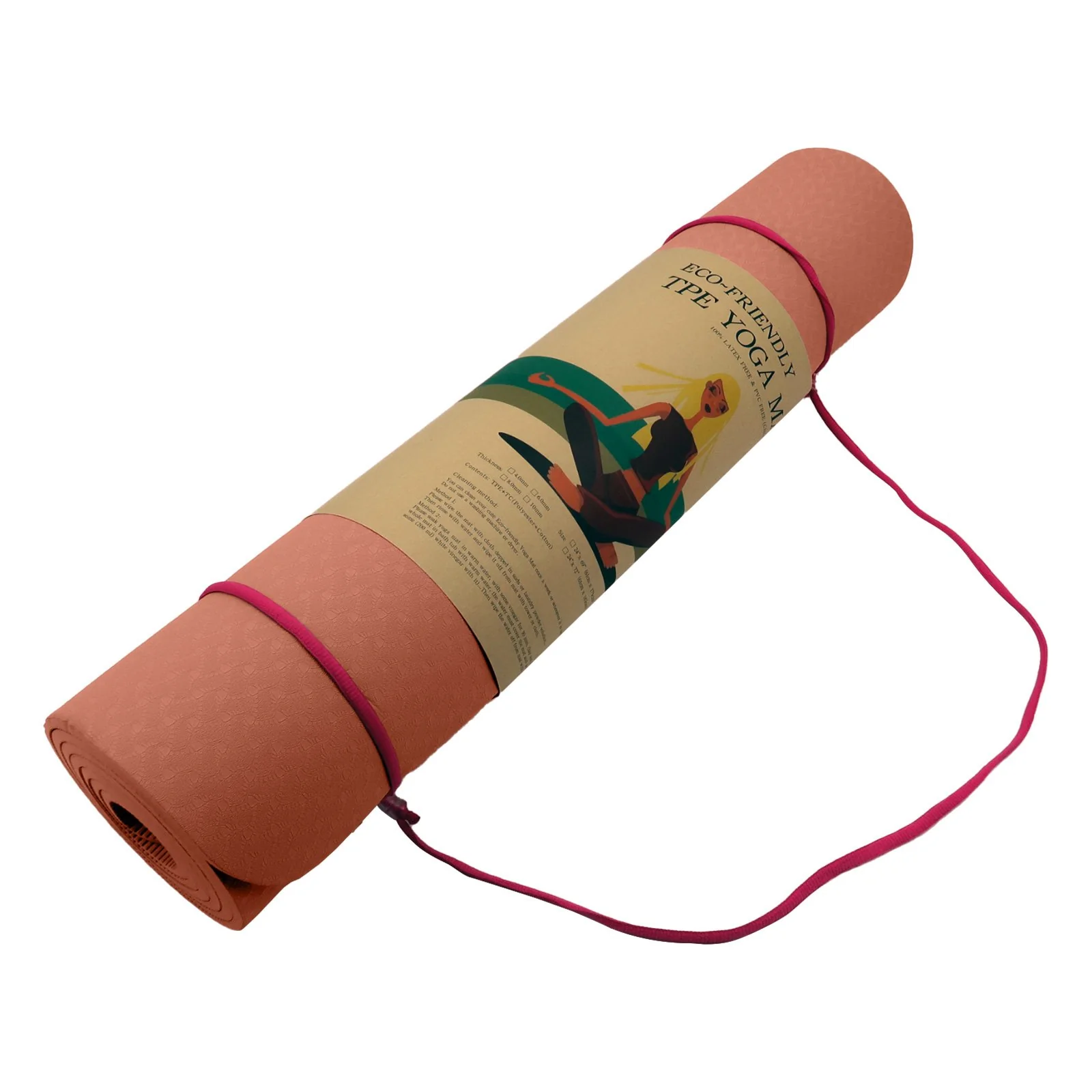 Powertrain TPE Yoga Exercise Pilates Mat 6mm - Pink - Image 5