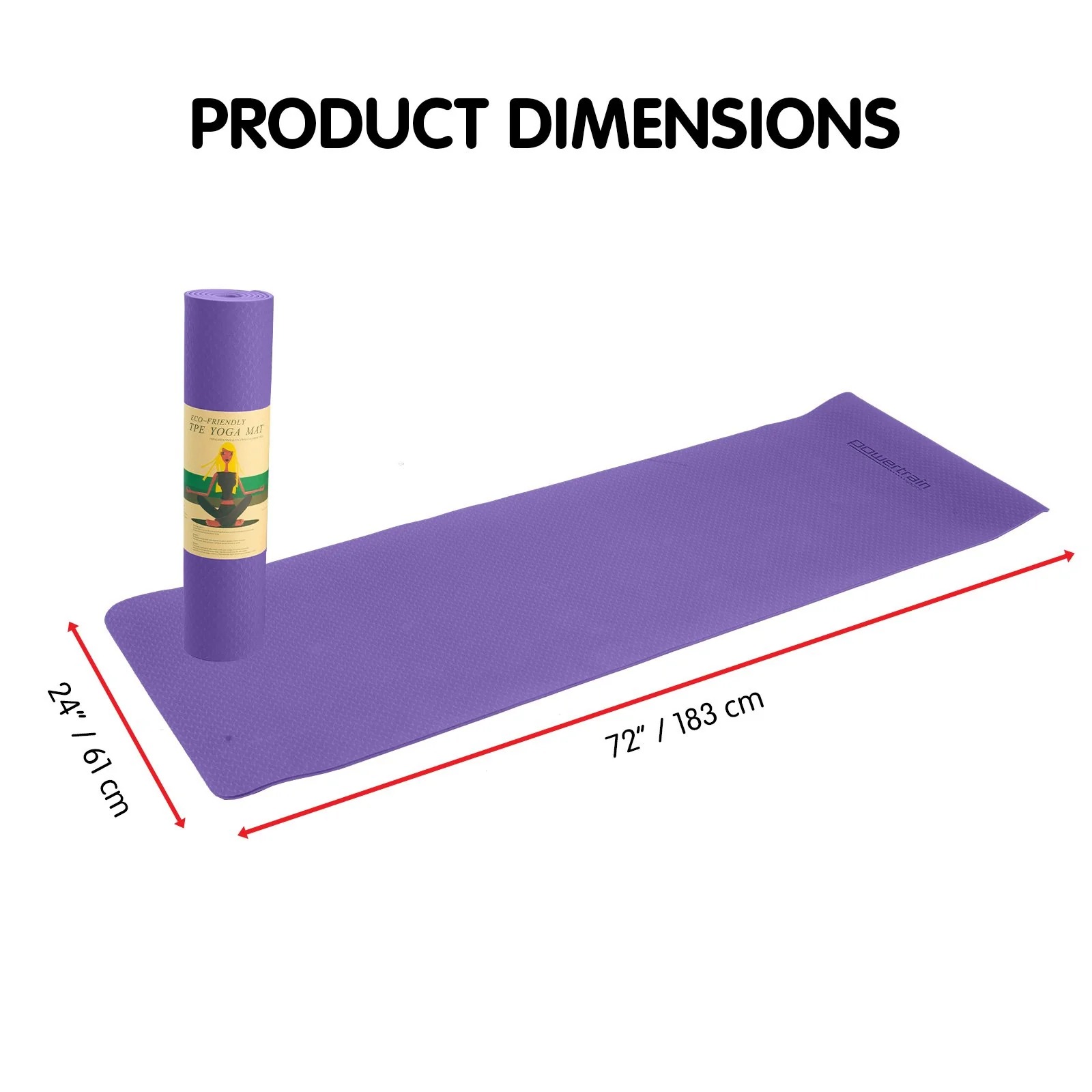 Powertrain TPE Yoga Pilates Exercise Mat 6mm - Lilac - Image 4