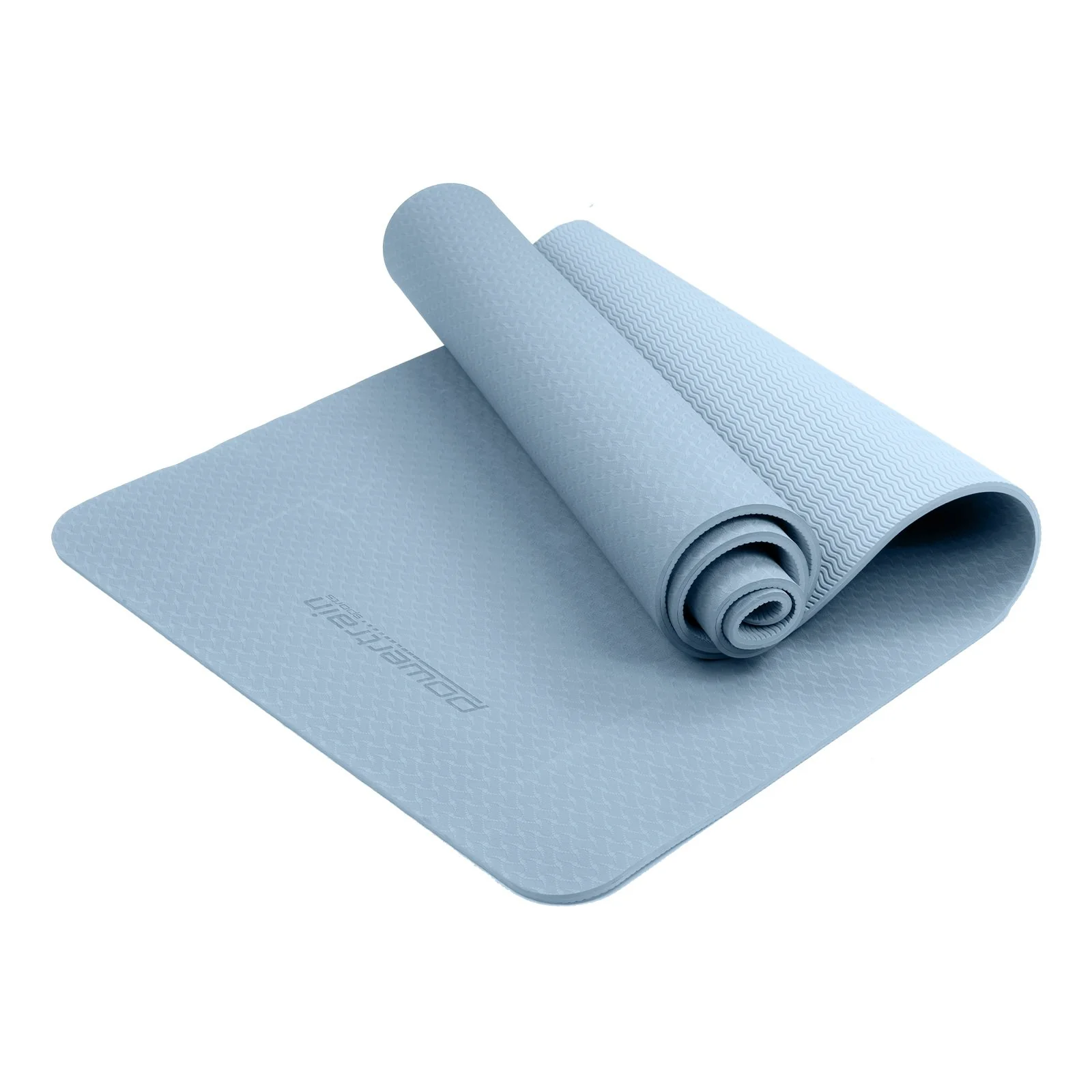 Powertrain TPE Yoga Pilates Exercise Mat 6mm - Sky Blue - Image 2