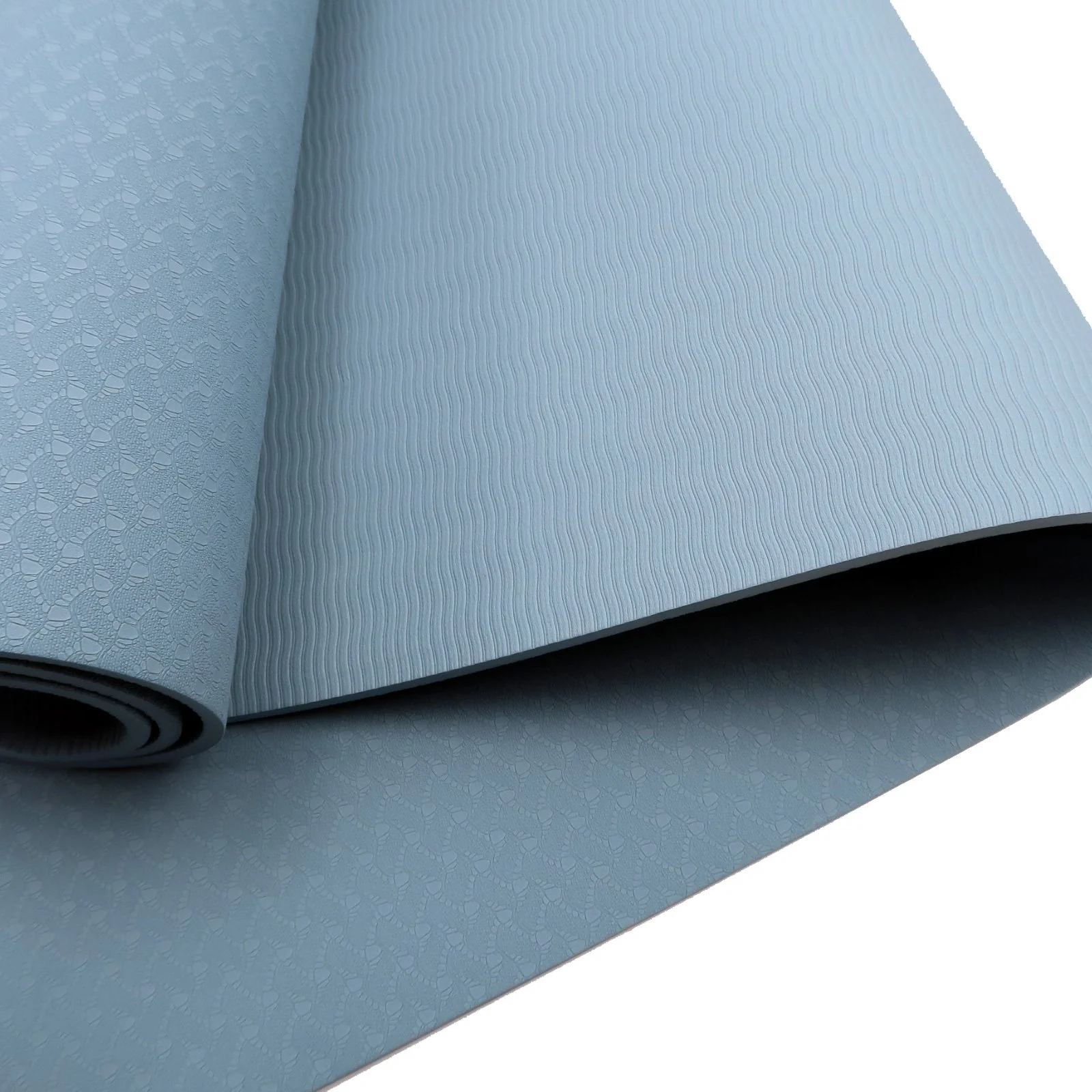 Powertrain TPE Yoga Pilates Exercise Mat 6mm - Sky Blue - Image 4