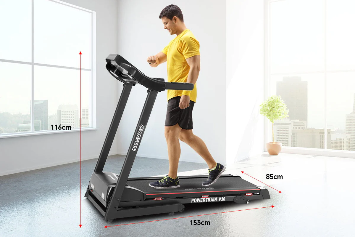 Powertrain V30 Foldable Treadmill 420mm Running Belt 14.8kmh Speed 3 Level Incline12 Programs USB AUX - Image 8