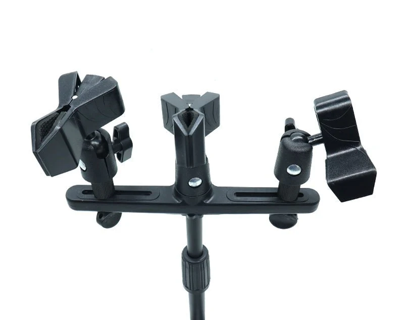Precision Audio  Triple Desk Mic Stand Sturdy Metal Base Guitar Drums Recording - Image 4