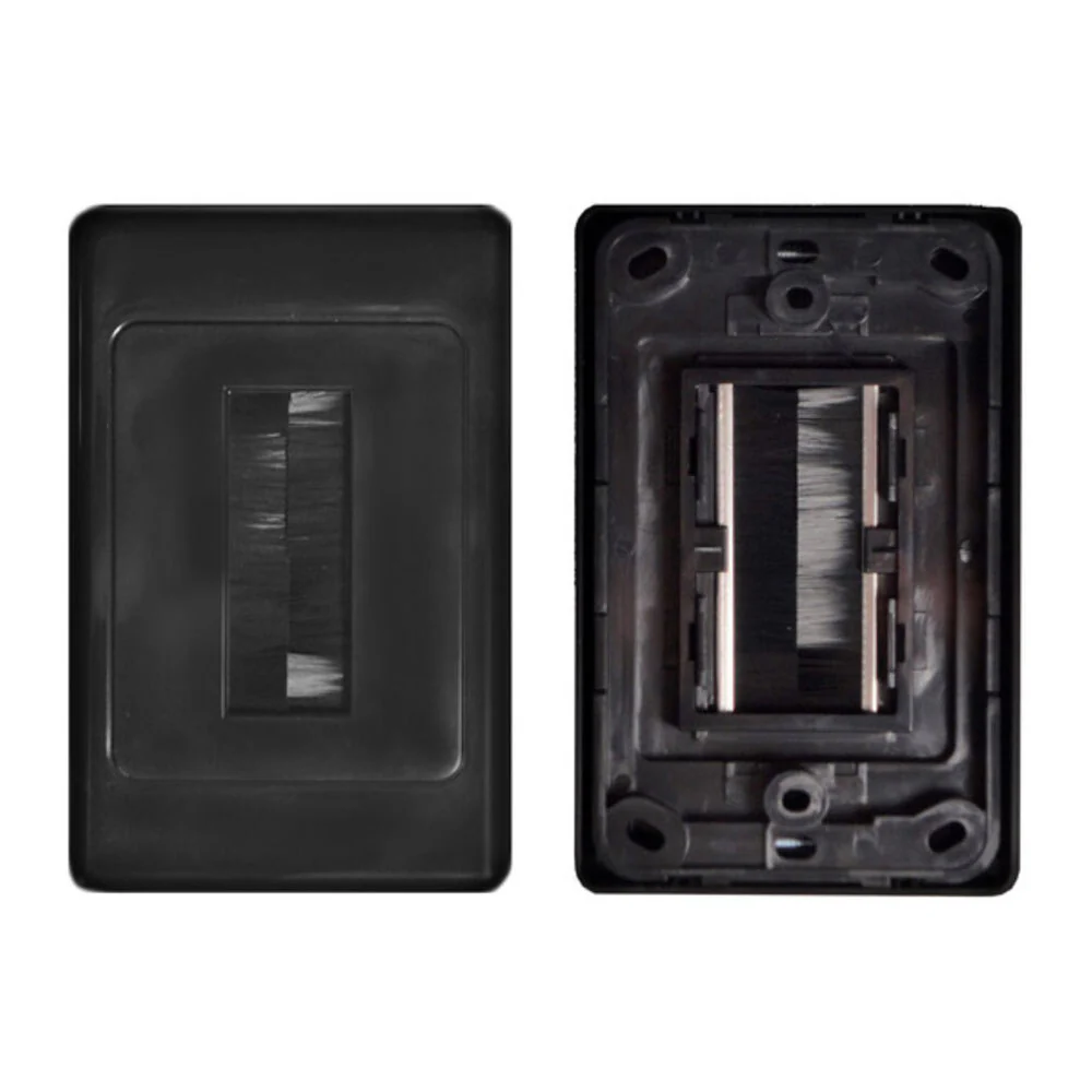 PRO2 Wall Plate Wallplate with Brush Outlet Cover For Cable Lead (Black) - Image 4