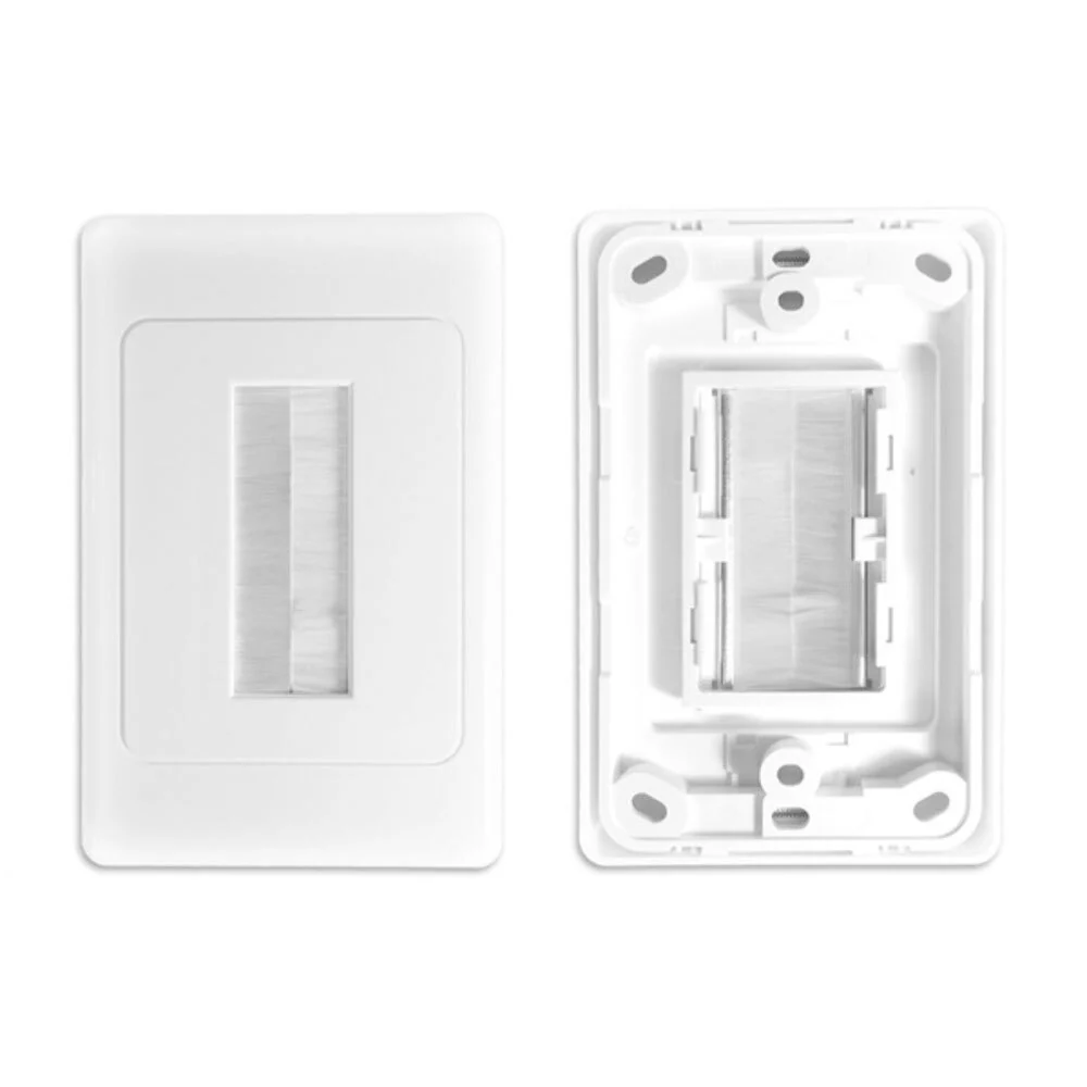PRO2 Wall Plate Wallplate with Brush Outlet Cover For Cable Lead (White) - Image 4