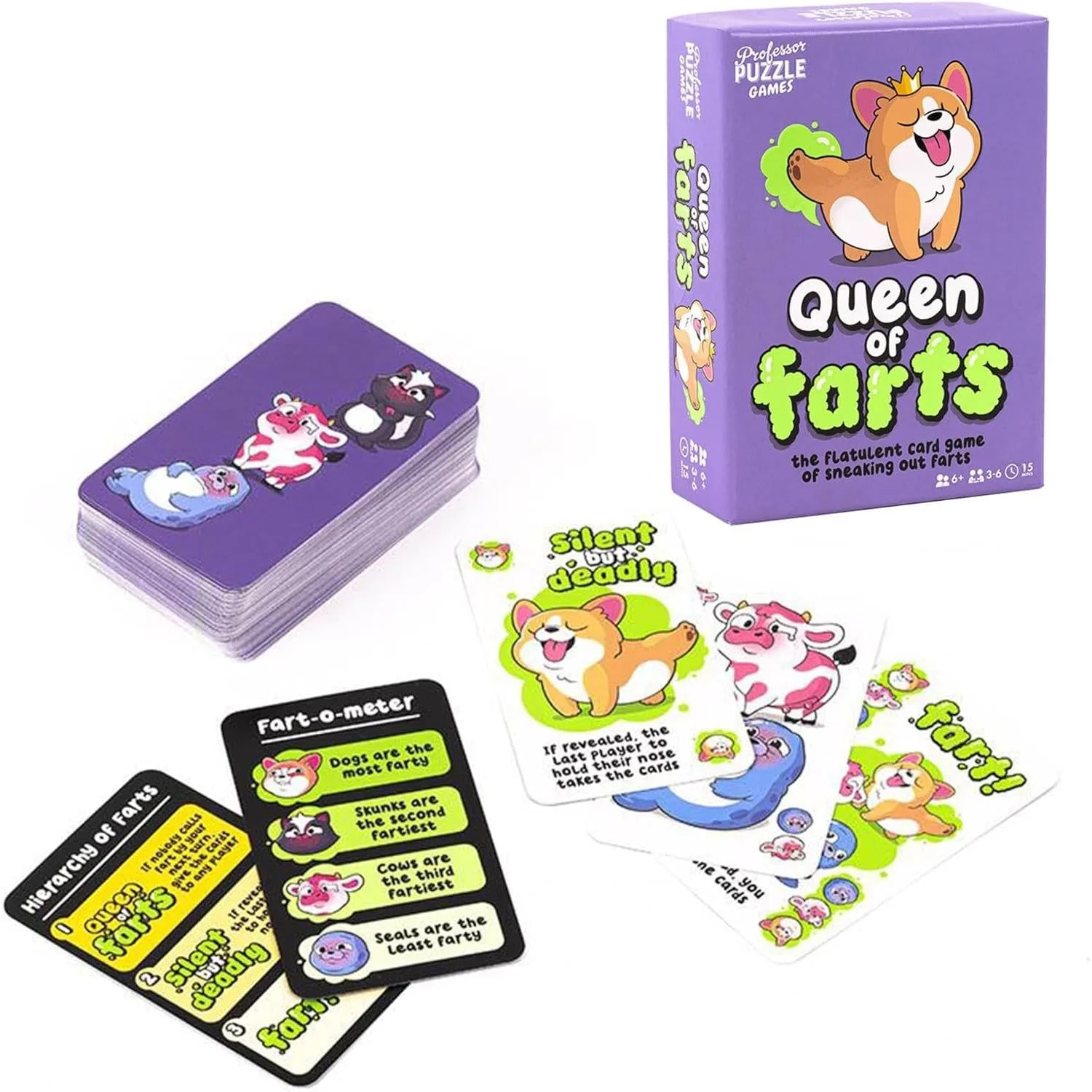 Professor Puzzle Queen of Farts Flatulent Card Game - Image 2