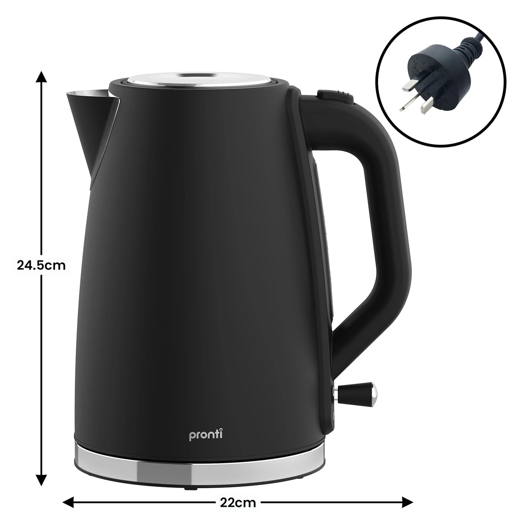 Pronti Breakfast Set with 1.25L Coffee Machine, Silver Noir Toaster & Kettle - Image 6