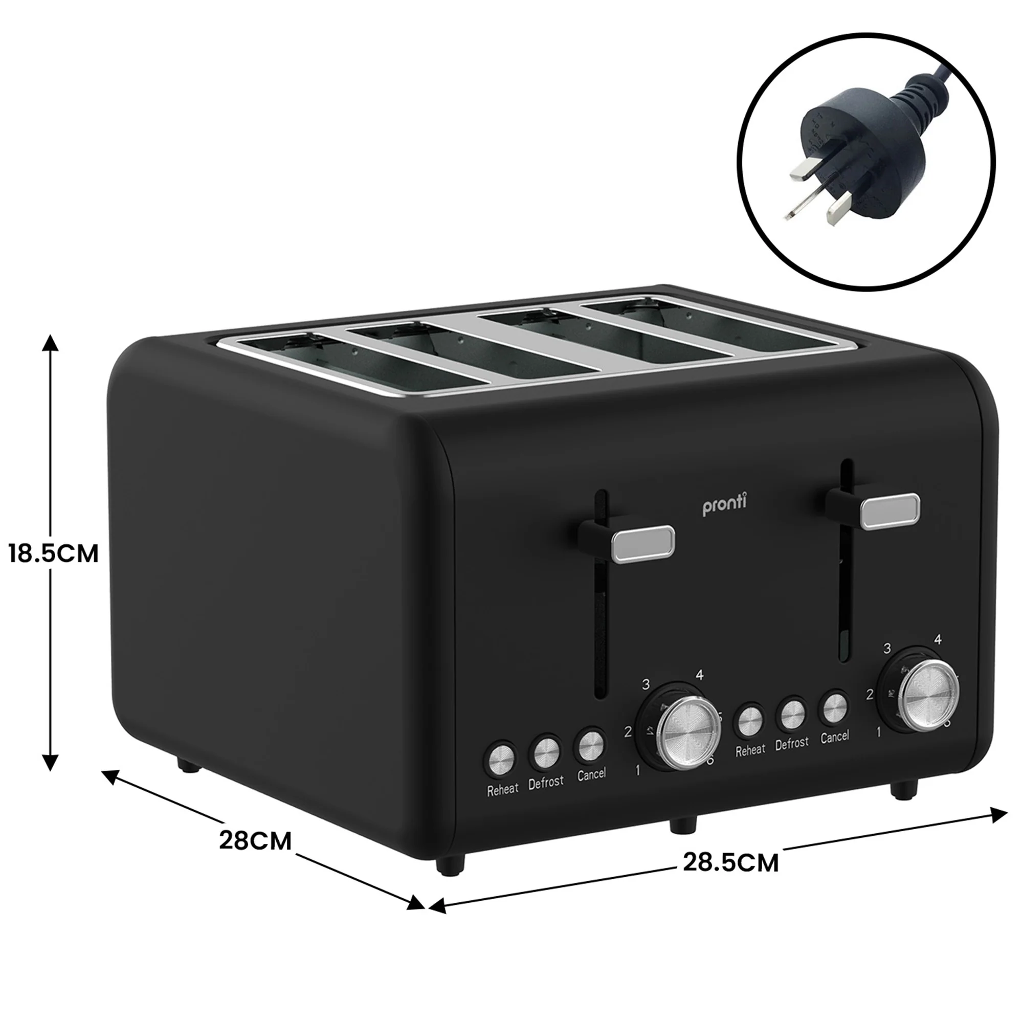 Pronti Breakfast Set with 1.25L Coffee Machine, Silver Noir Toaster & Kettle - Image 7