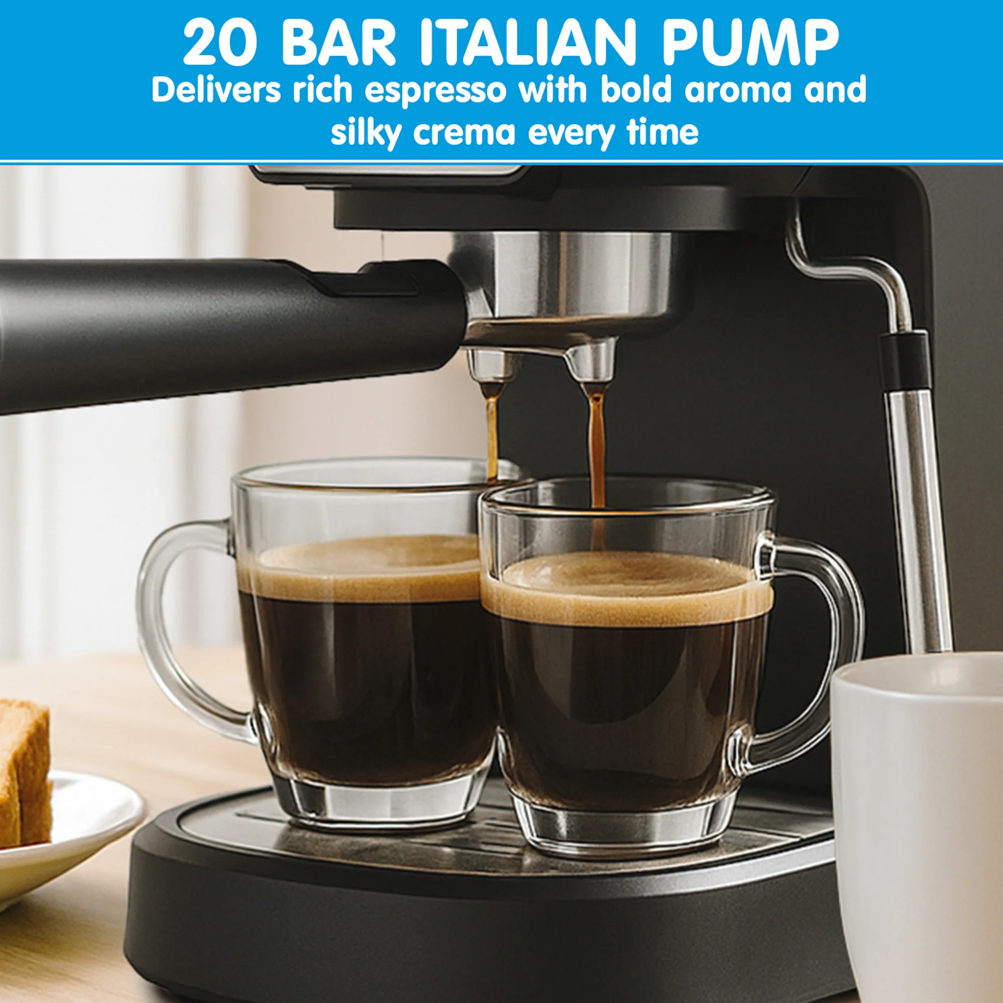Pronti Breakfast Set with 1.25L Coffee Machine, Silver Noir Toaster & Kettle - Image 8