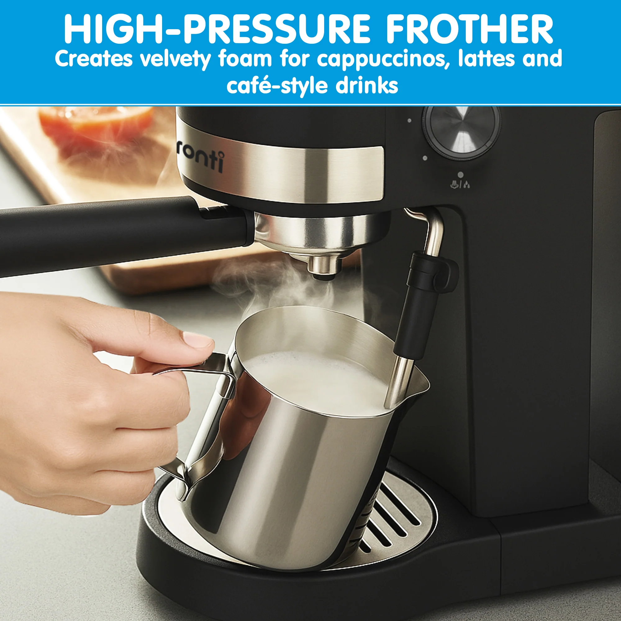 Pronti Breakfast Set with 1.25L Coffee Machine, Silver Noir Toaster & Kettle - Image 9