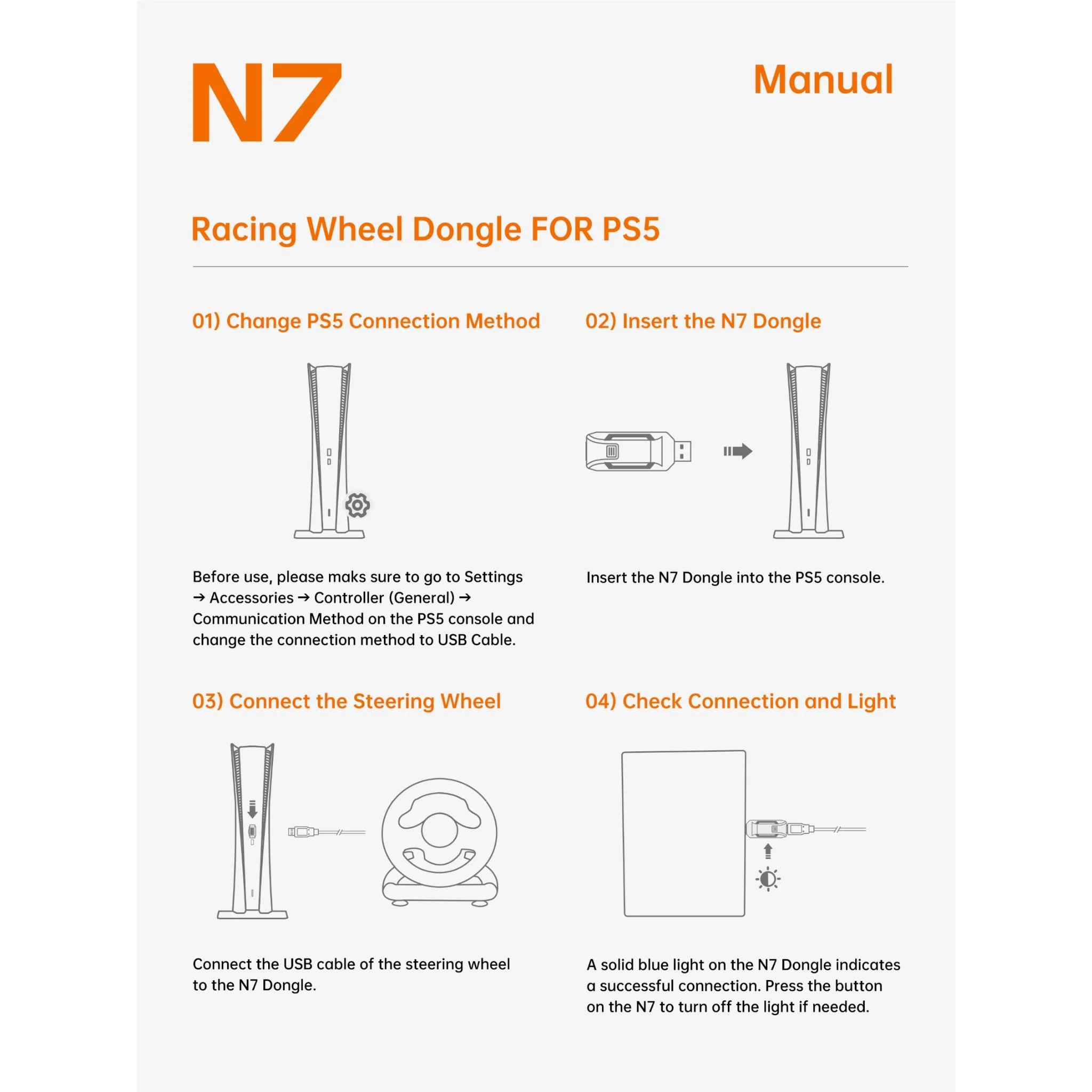 PXN N7 Racing Wheel Wireless Receiver for PS5 - Image 2