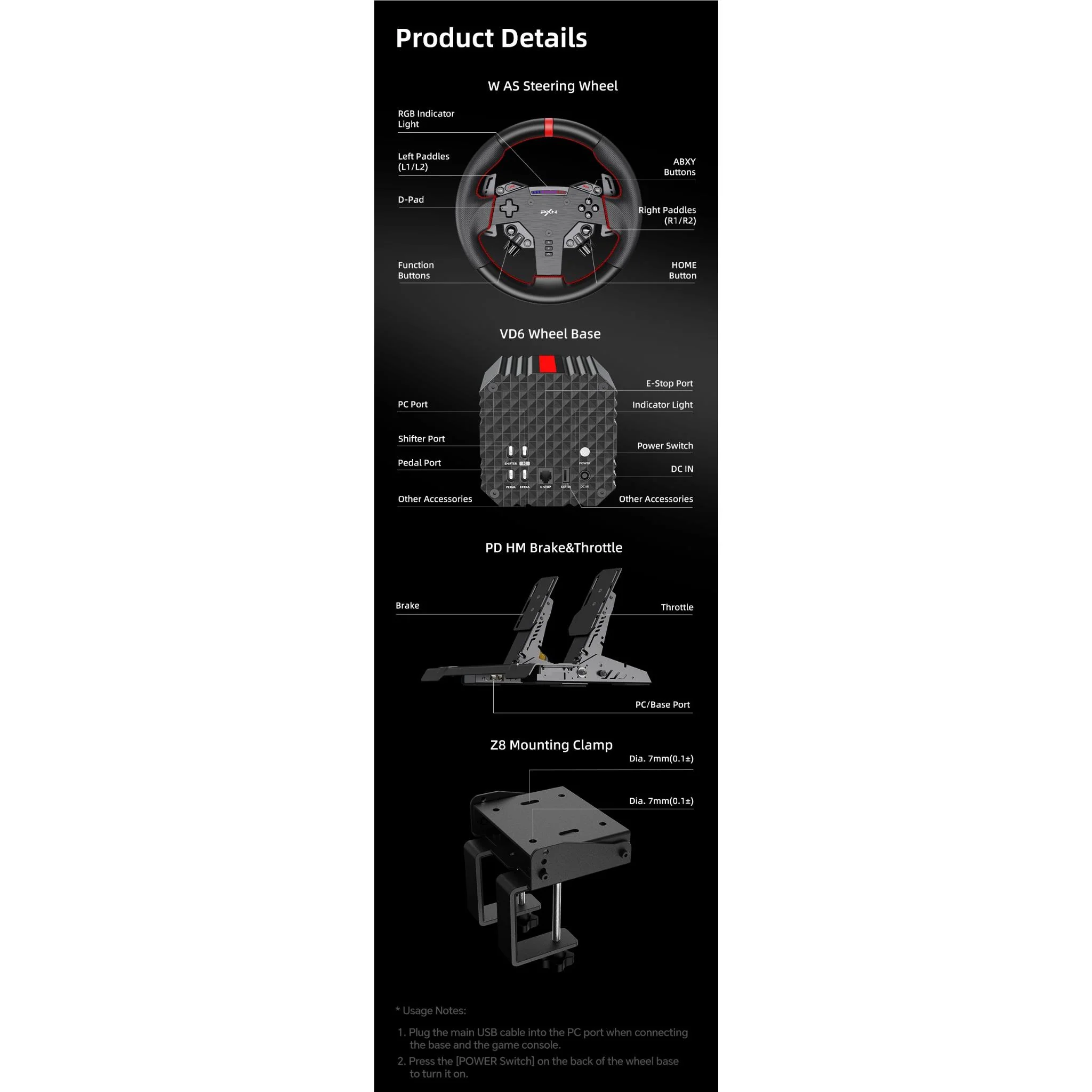 PXN VD6 Direct Drive 6Nm Racing Wheel Bundle for PC - Image 9