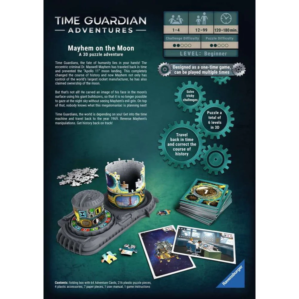 Ravensburger 216pc Time Guardian Adventures Mayhem on the Moon 3D Puzzle - Image 3