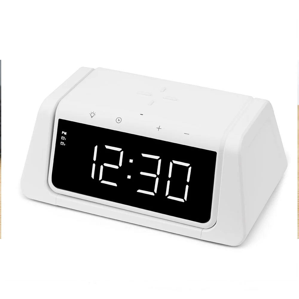 Rewyre Alarm Clock USB-C 5V 10W Qi Wireless Charger with UV Lamp (White) - Image 5
