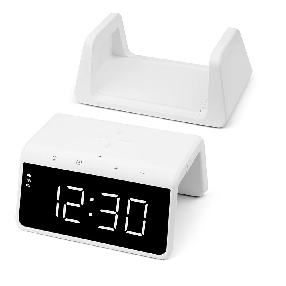 Rewyre Alarm Clock USB-C 5V 10W Qi Wireless Charger with UV Lamp (White) - Image 6