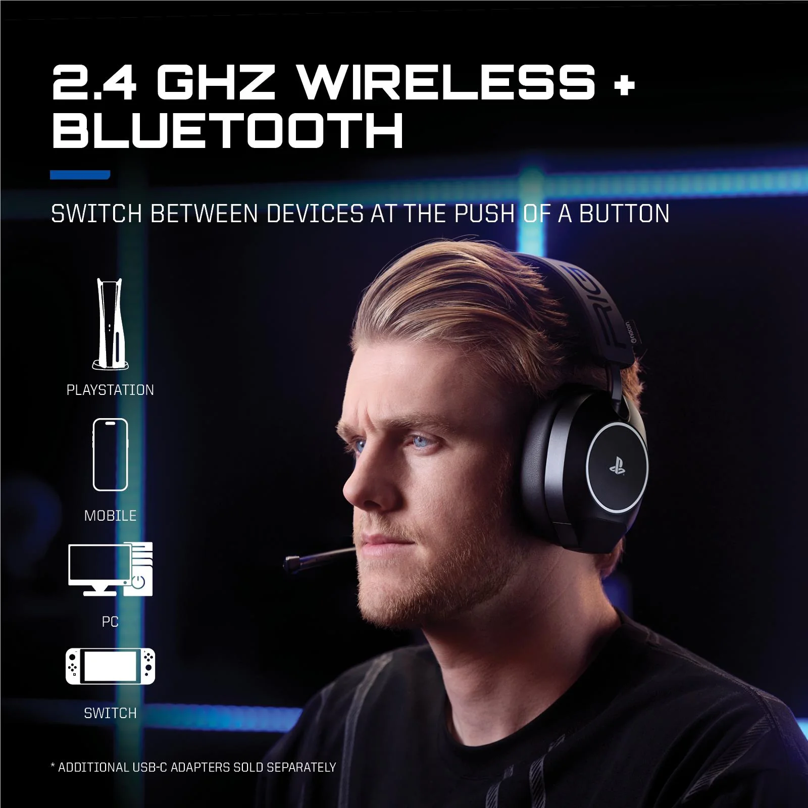 RIG R8 SPECTRE PRO HS Dual Wireless Gaming Headset and Base Station for PlayStation (Black) - Image 6