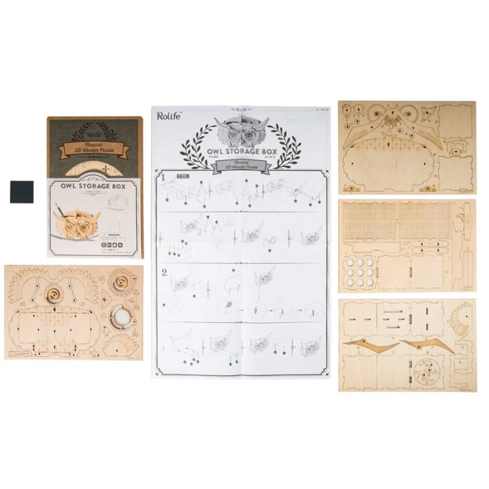 Robotime Classical 3D Wooden Owl Storage Box - Image 5