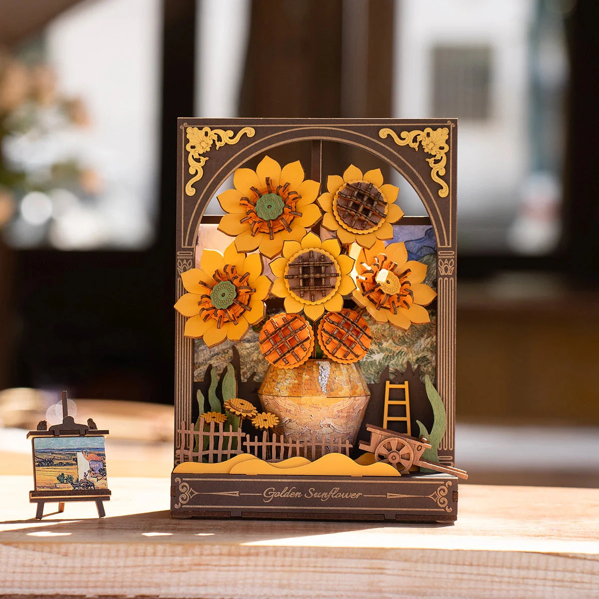 Robotime DIY Wood Bloom Craft Golden Sunflower - Image 2