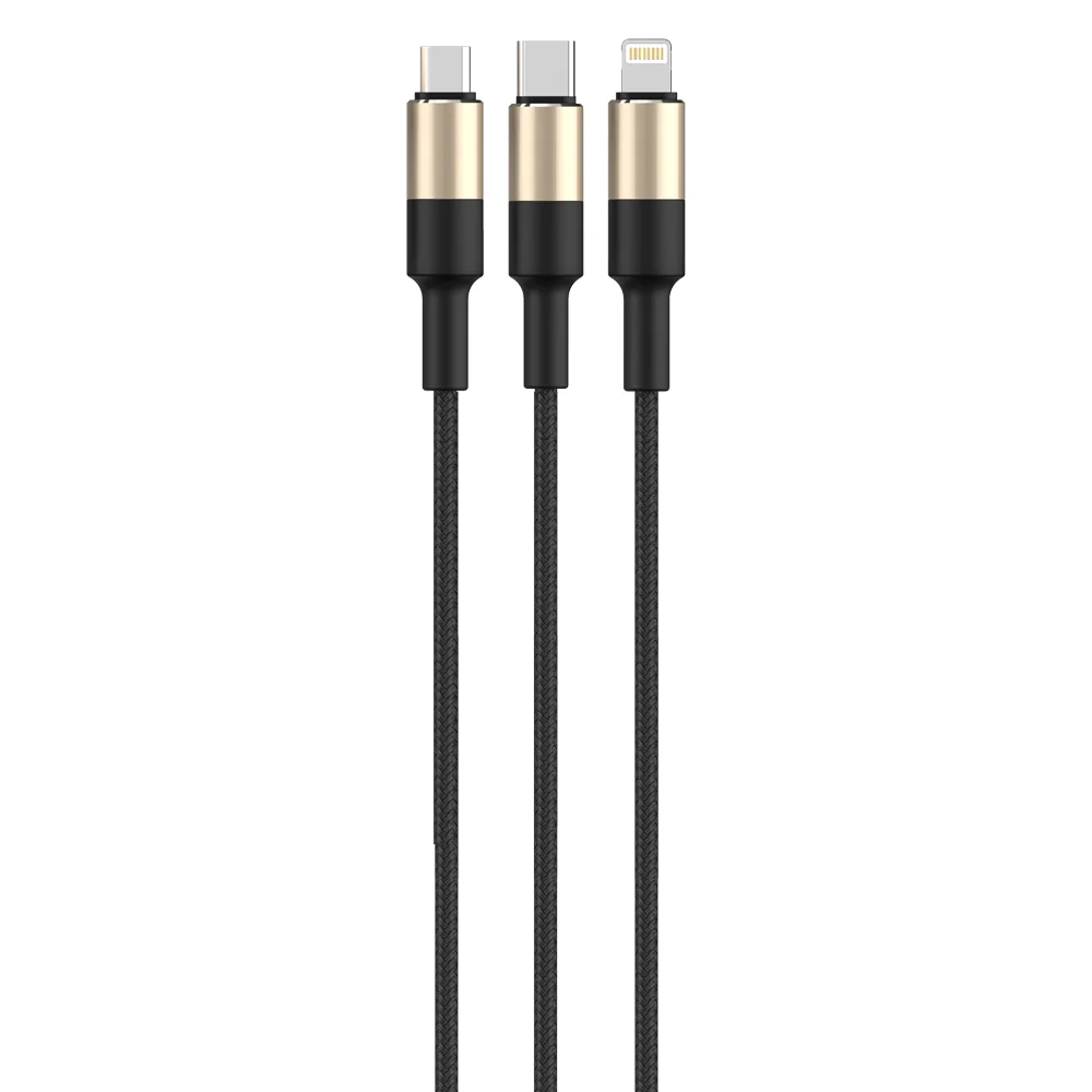 RockRose Acacia Max 1m 3A Max 3-In-1 Nylon Braided Charge-only Cable - Image 2