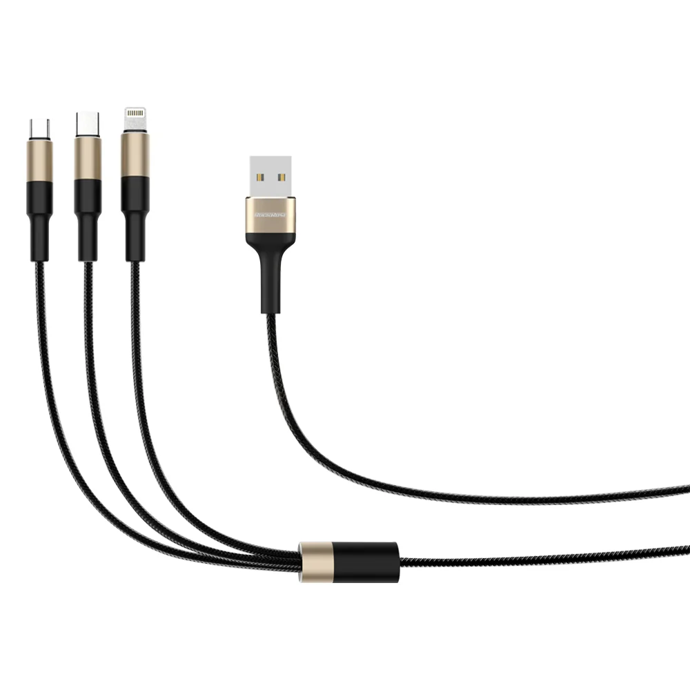RockRose Acacia Max 1m 3A Max 3-In-1 Nylon Braided Charge-only Cable - Image 4