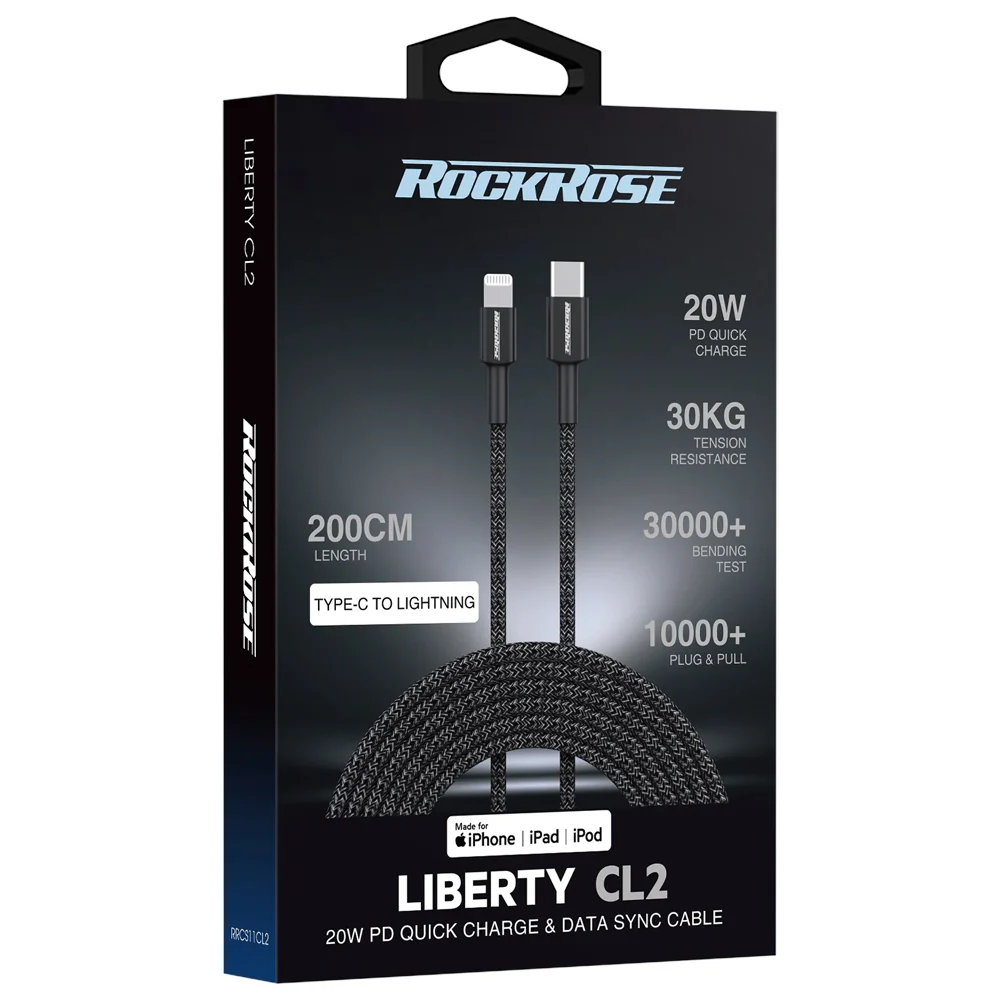 RockRose USB-C to Lightning MFi Cable 2m - Image 2