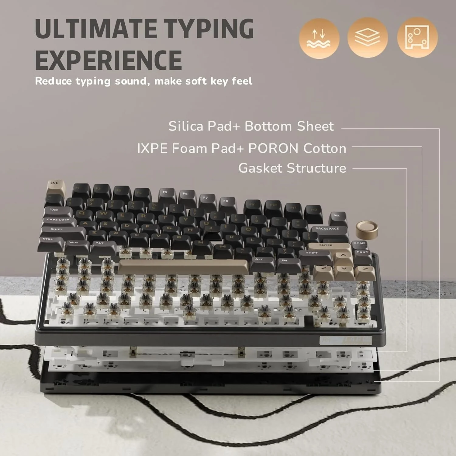 Royal Kludge R75 Wired RGB Hot Swap Mechanical Keyboard (Phantom with Brown Switch) - Image 4