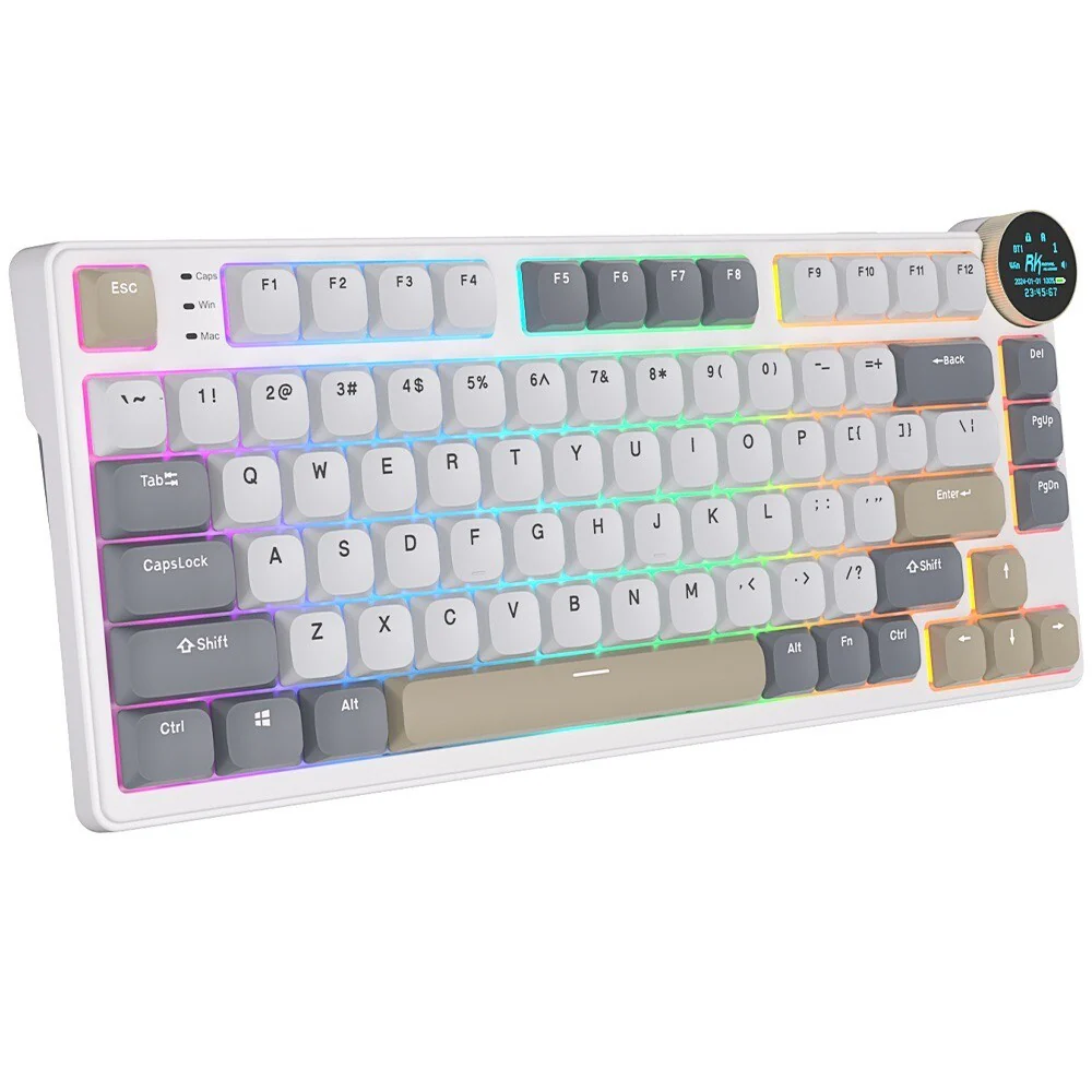 Royal Kludge RK N80 Tri mode RGB Hot Swap Keyboard - Red Switch (Pearly Dawn) - Image 2