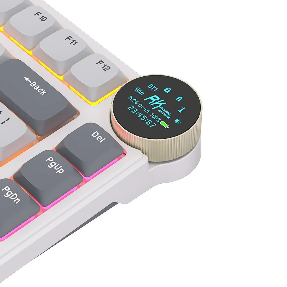 Royal Kludge RK N80 Tri mode RGB Hot Swap Keyboard - Red Switch (Pearly Dawn) - Image 5