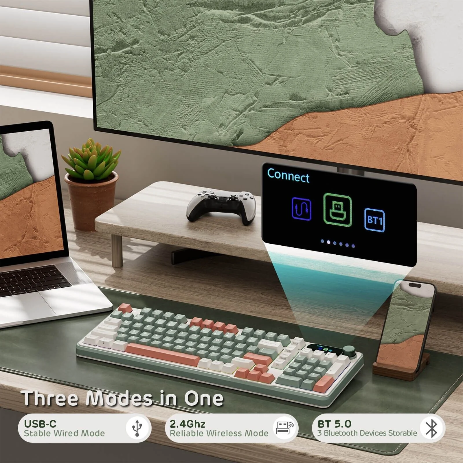 Royal Kludge RK-S98 Camping Tri mode RGB Keyboard (Chartreuse Switch) - Image 2