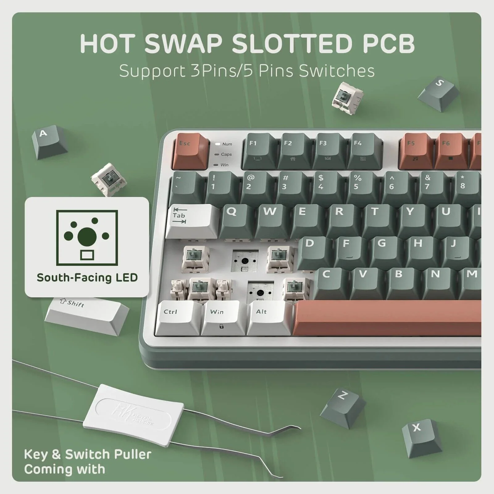 Royal Kludge RK-S98 Camping Tri mode RGB Keyboard (Chartreuse Switch) - Image 5