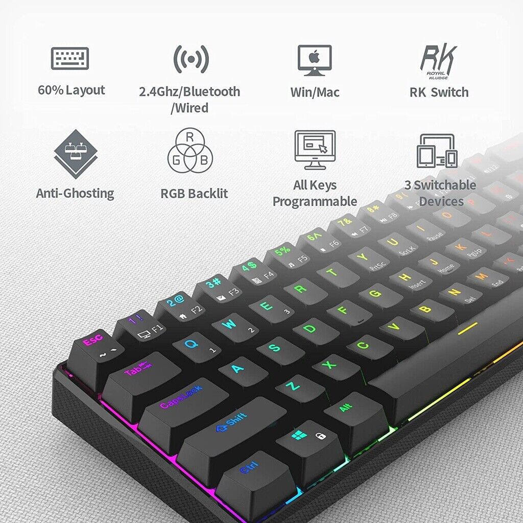 Royal Kludge RK61 RGB Mechanical Keyboard (Red Switch) - Image 3