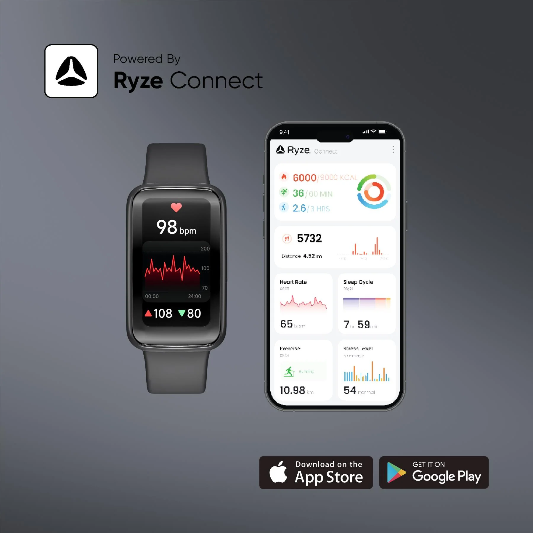 Ryze Elevate Gen2 Smart Watch (Black & Olive) - Image 7