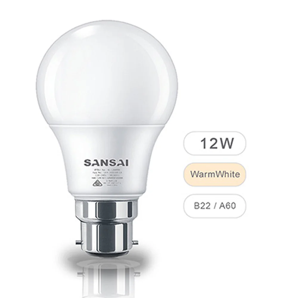 Sansai 12W Bayonet LED Bulb Light B22 1050lms (Warm White) - Image 2