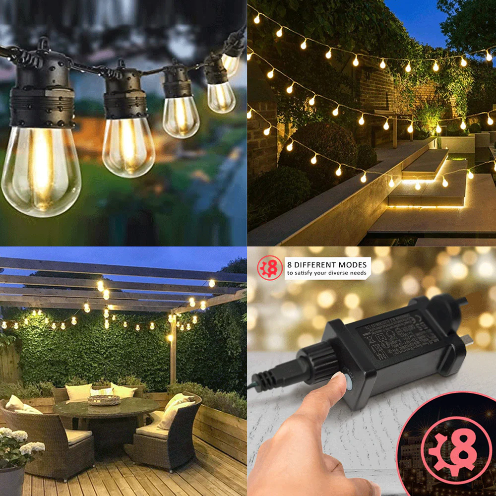 Sansai 23m 20 Bulb LED Festoon Outdoor String Lights (Warm White) - Image 3