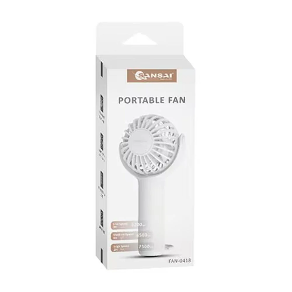 Sansai 3W Mini USB Portable Rechargeable Fan 8x15cm (White) - Image 2