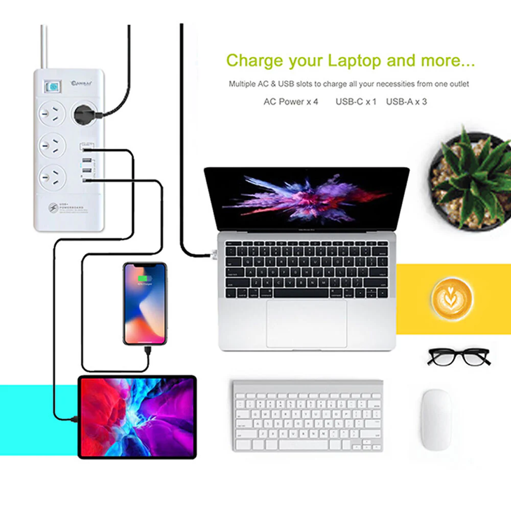 Sansai 4 Sockets USB-A/USB-C Powerboard - Image 4