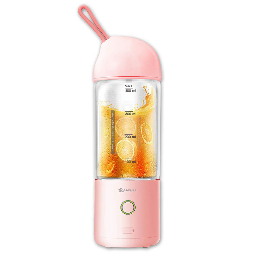 Sansai 400ml 22.5cm Portable Micro USB Rechargeable To-Go Glass Blender Pink - Image 2