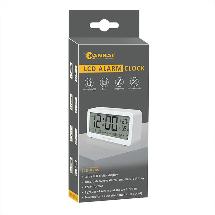Sansai 5.2" LED LCD Digital Display Clock with Date & Temperature (12/24h) - Image 5