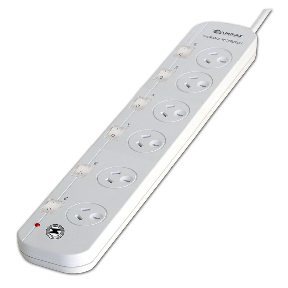 Sansai 6-Outlet Individually Switched Surge Protected Power Strip Board - Image 3
