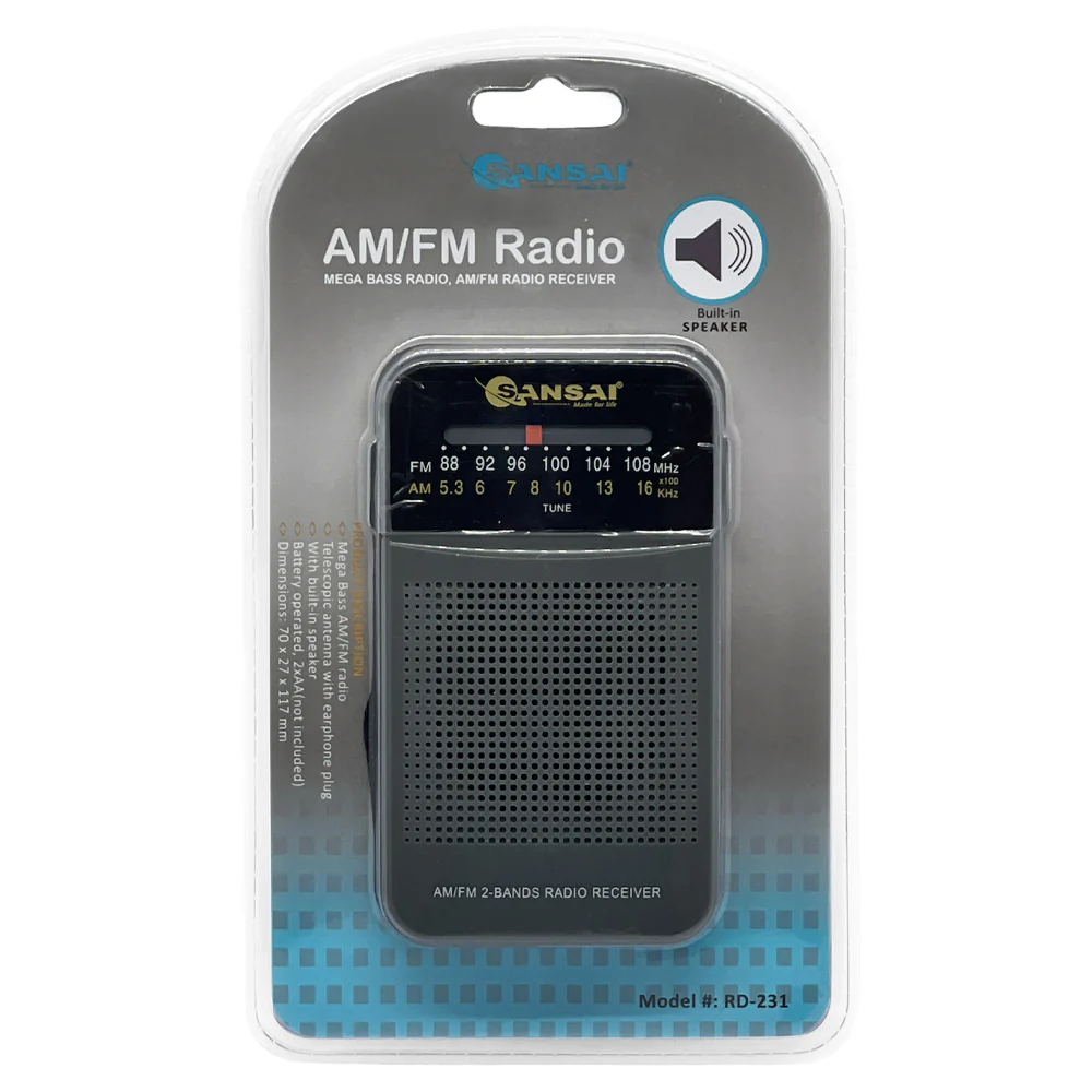 Sansai AM/FM 2-Band Portable Speaker with Mega Bass (Dark Grey) - Image 2