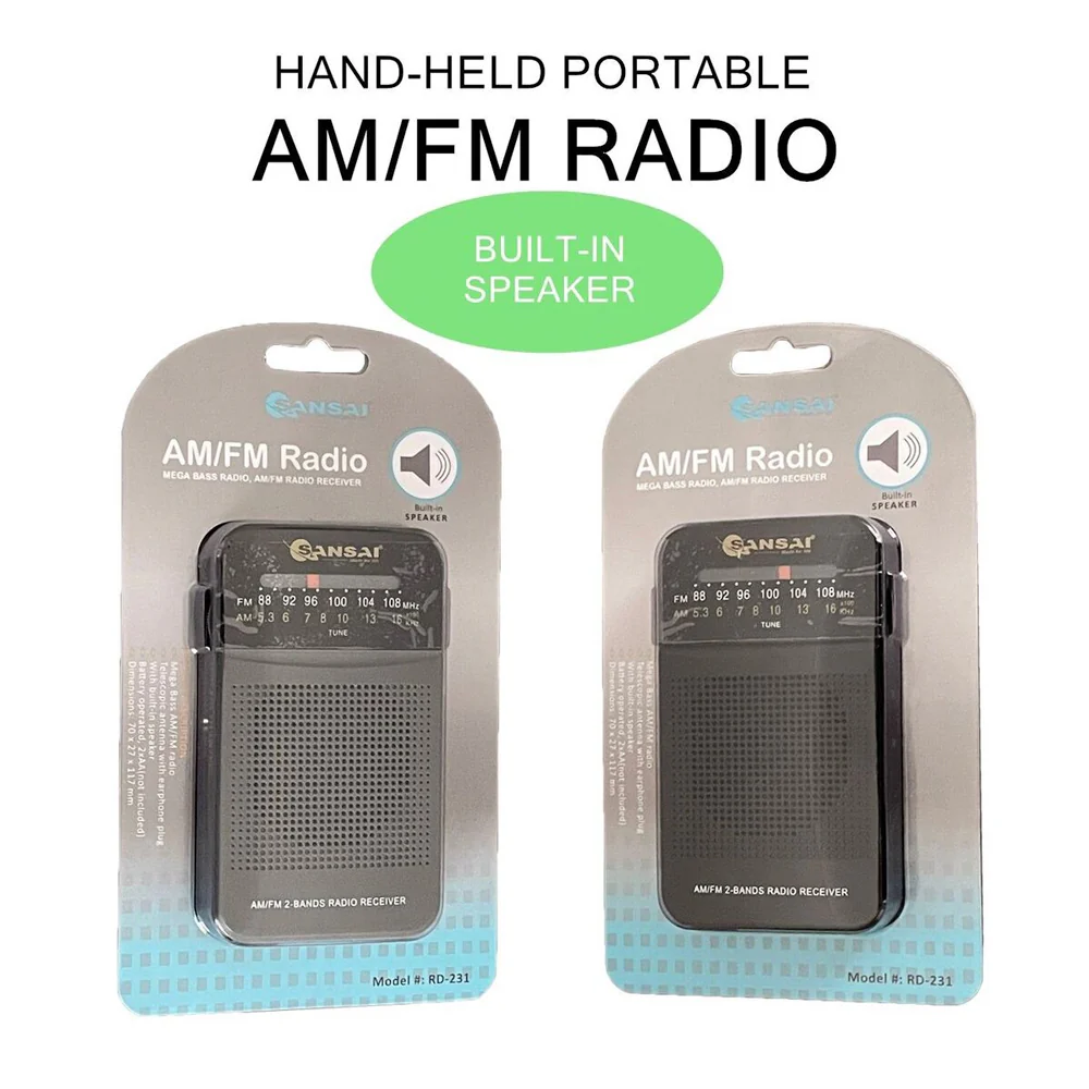 Sansai AM/FM 2-Band Portable Speaker with Mega Bass (Dark Grey) - Image 3