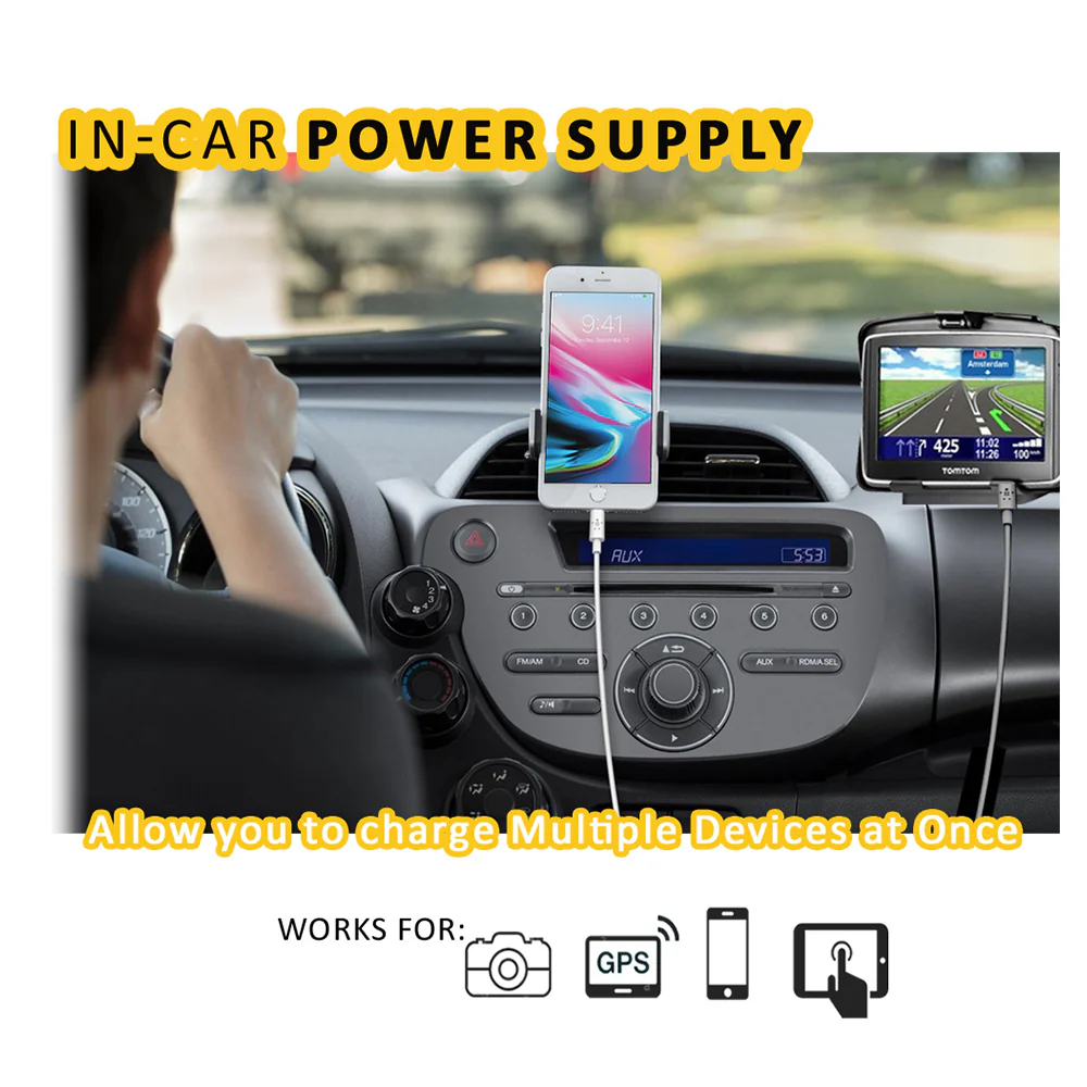 Sansai Car Charger Adapter with 2 USB Ports & 2 DC Sockets - Image 3