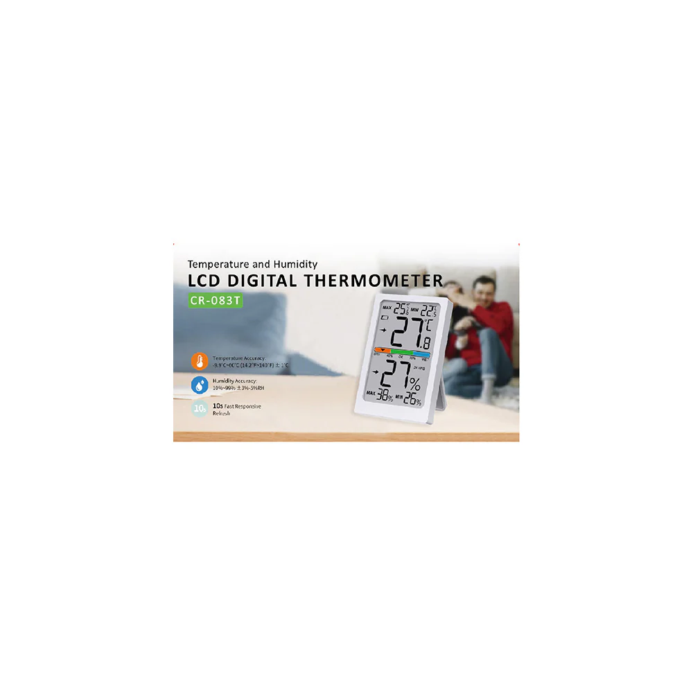 Sansai LCD Digital Thermometer & Humidity Monitor 7x10cm (White) - Image 2