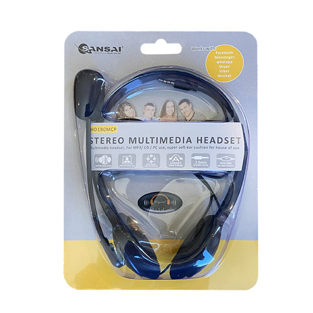 Sansai Stereo 3.5mm Headset Headphones w/ Microphone for Computer PC Gaming - Image 3