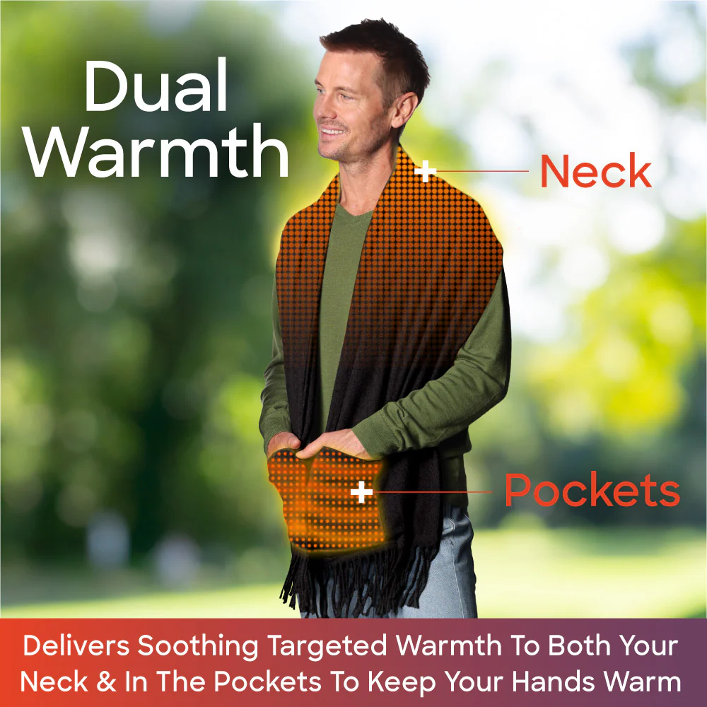 Sash and Bloom WinterWarm Heated Scarf Super-Soft with Built-In Pockets (Black) - Image 3