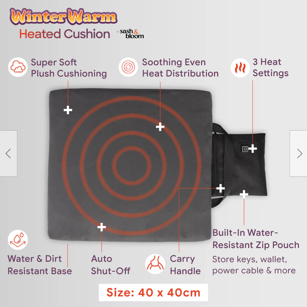 Sash and Bloom WinterWarm Portable Heated Cushion with Carry Handle - Image 8