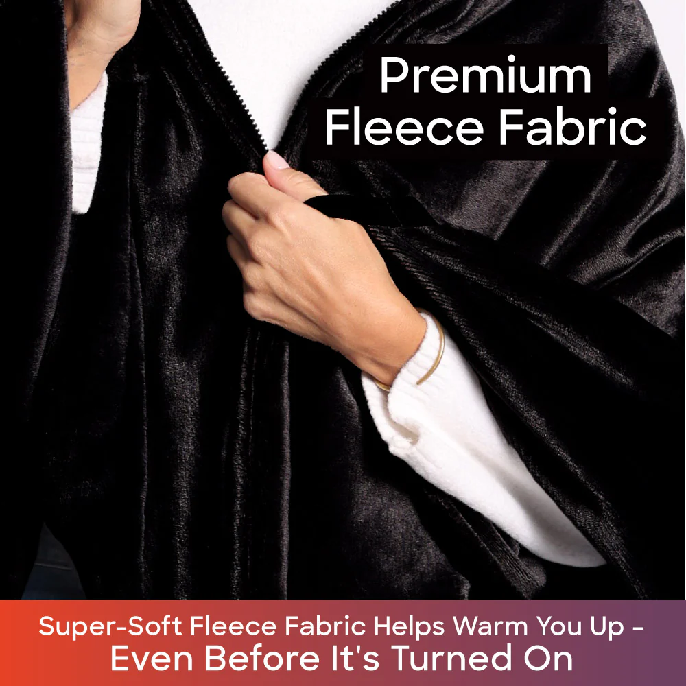 Sash & Bloom Winter Warm Heated Shawl Black - Portable 2-in-1 Super-Soft Heated Blanket That Zips Into A Shawl - Image 5