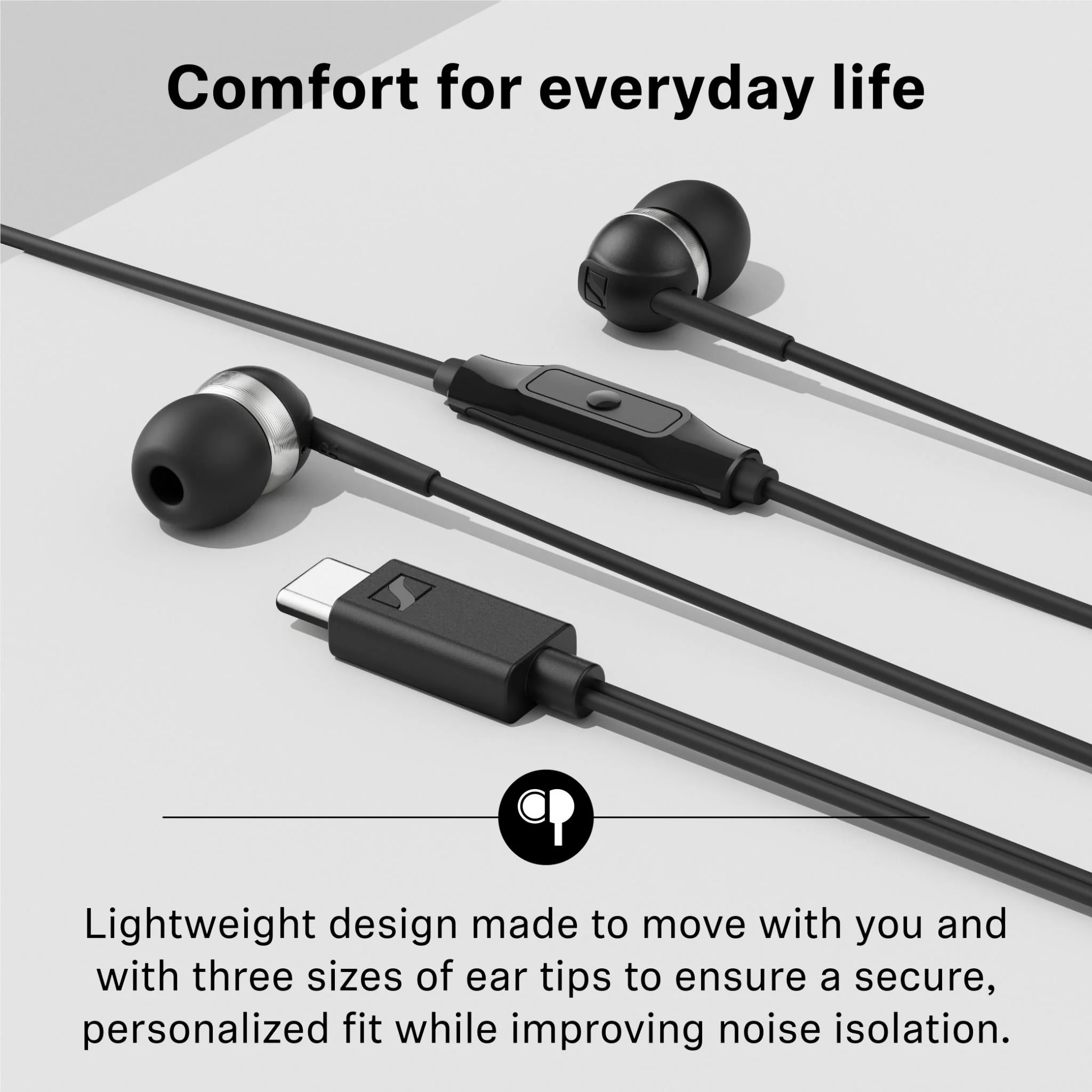 Sennheiser CX 80U Wired USB-C In-Ear Headphones (Black) - Image 3